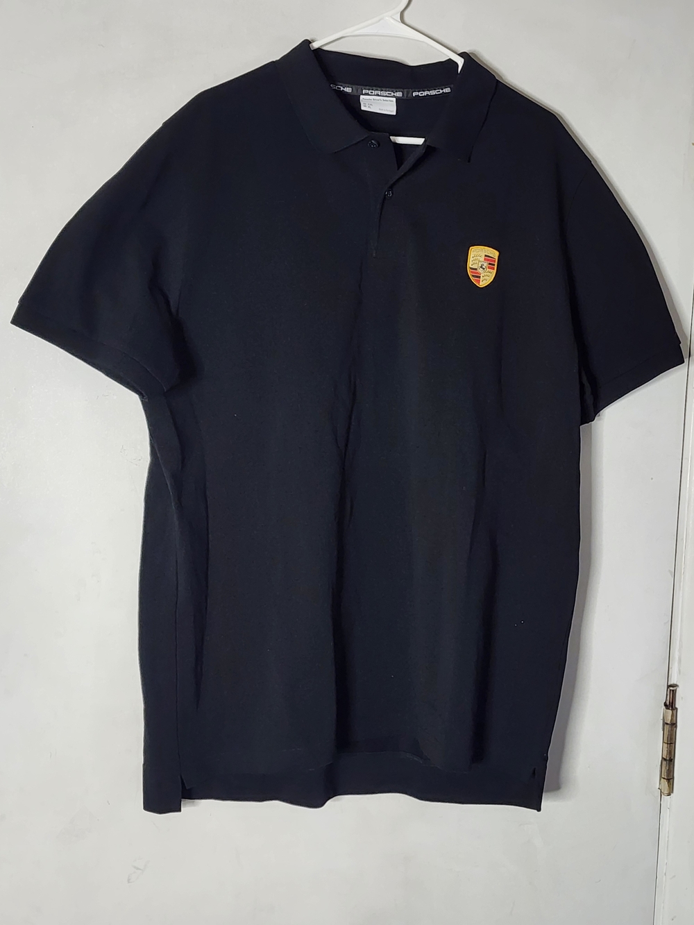 Porsche Design Black Polo with Yellow-Red Crest